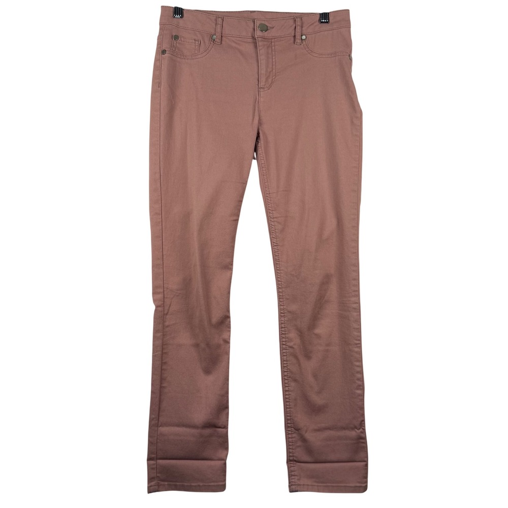 Lascana Womens 6 Slim Straight Pants Mauve Stretch Twill Mid Rise Pastel Preppy